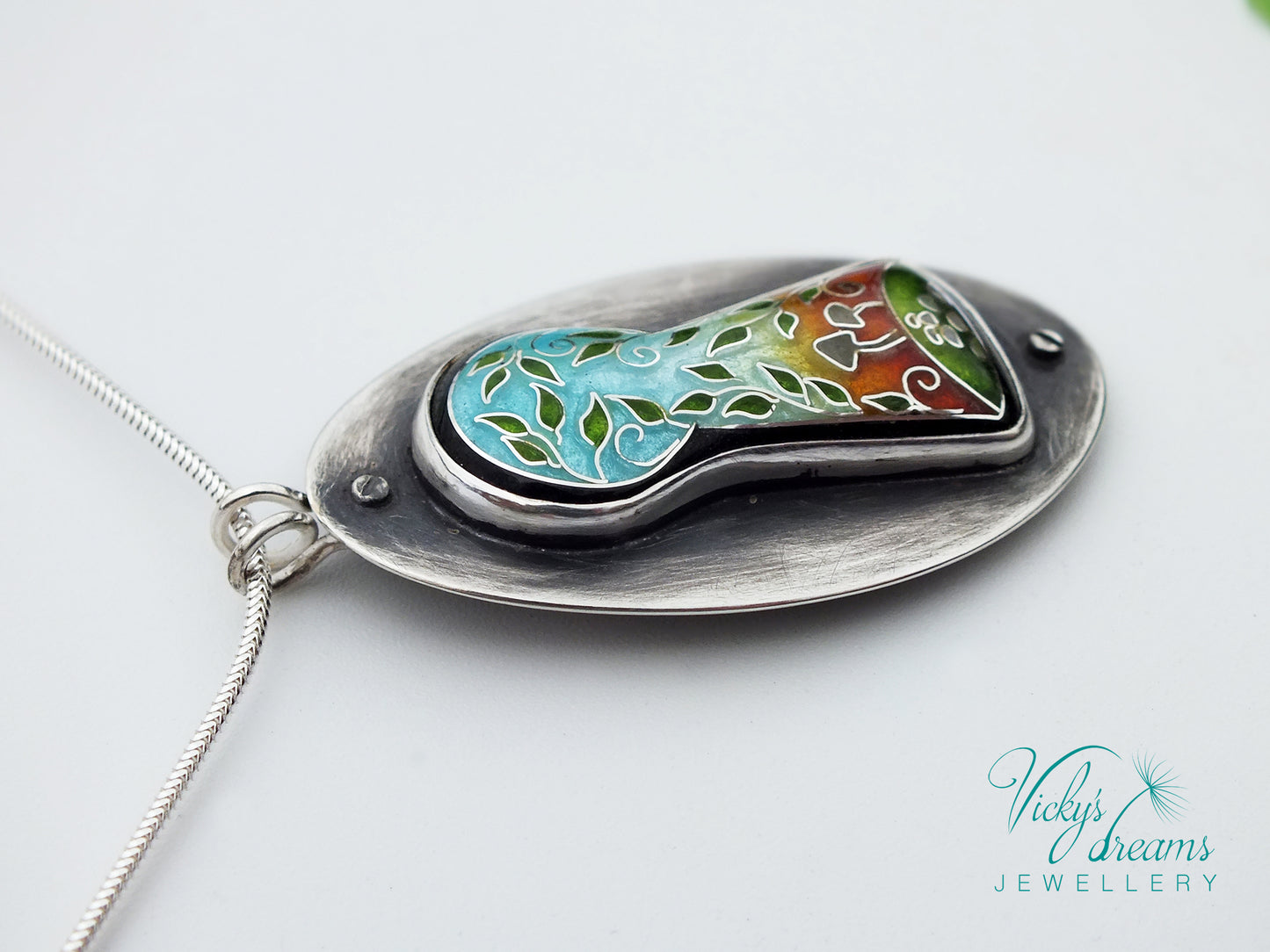 Color Key hole - Cloisonné enamel necklace