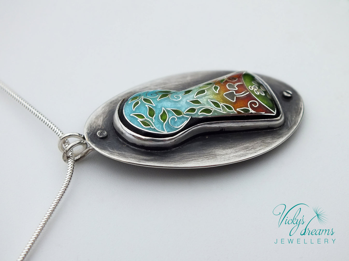 Color Key hole - Cloisonné enamel necklace