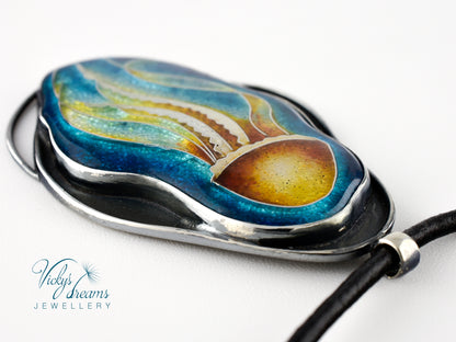 Jellyfish - Cloisonné enamelm silver necklace