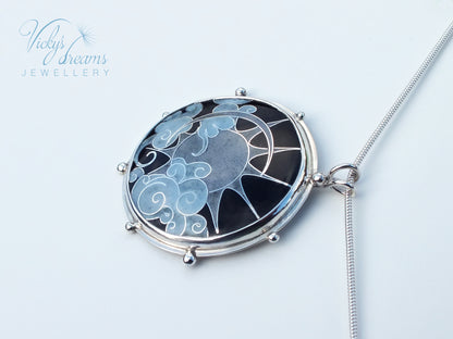 Grayscale Sun & Clouds necklace