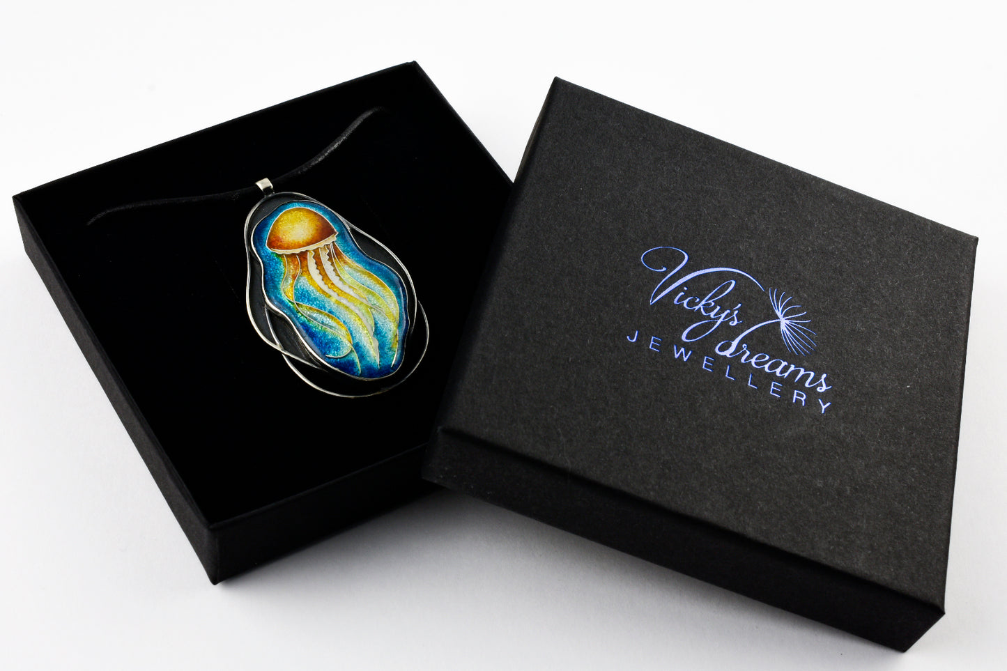 Jellyfish - Cloisonné enamelm silver necklace