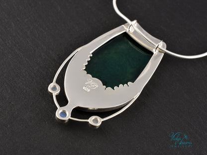 Seahorse Necklace – Cloisonné Enamel with Rainbow Moonstones