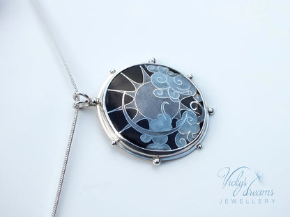 Grayscale Sun & Clouds necklace