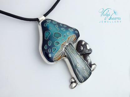 vibrant blue mushroom