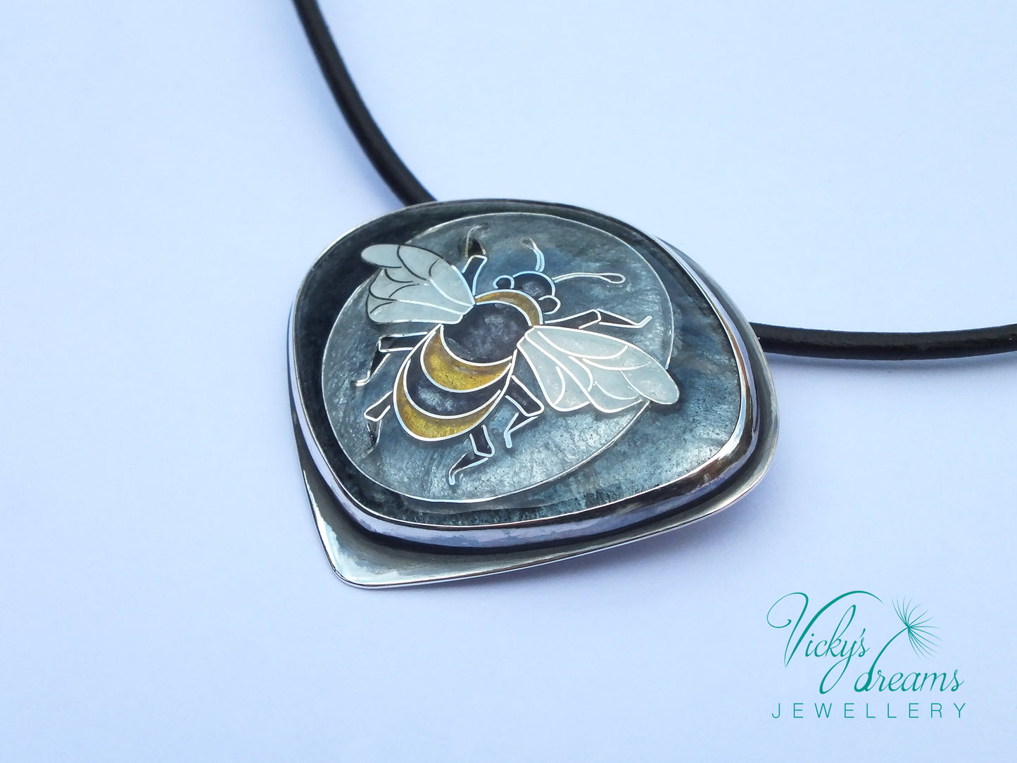 honeybee - cloisonne' enamel pendant