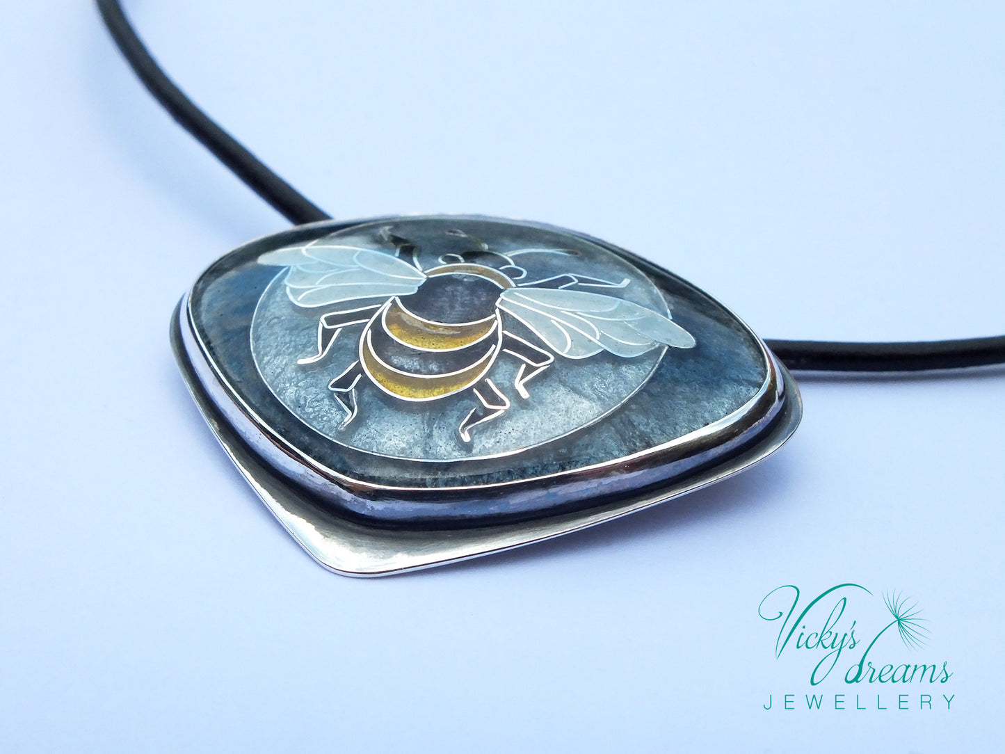 honeybee - cloisonne' enamel pendant