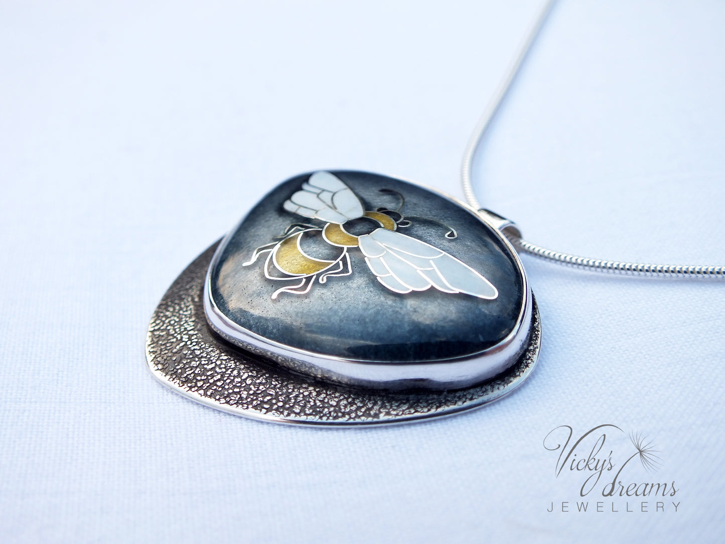honeybee cloisonne enamel pendant