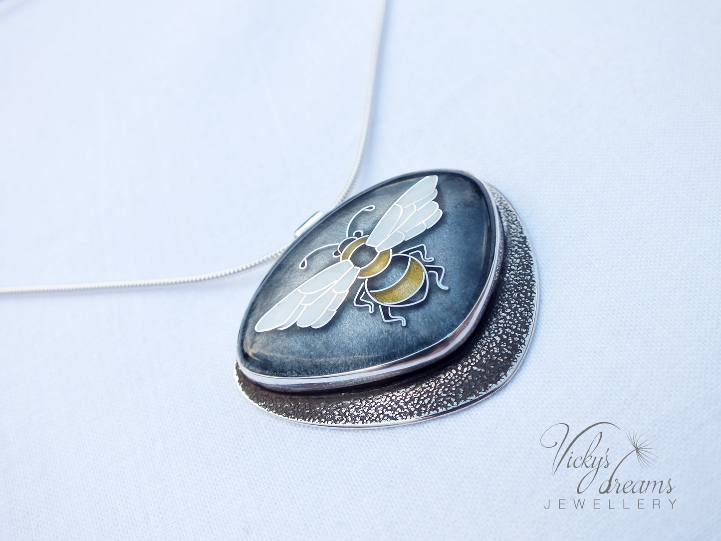 honeybee cloisonne enamel pendant