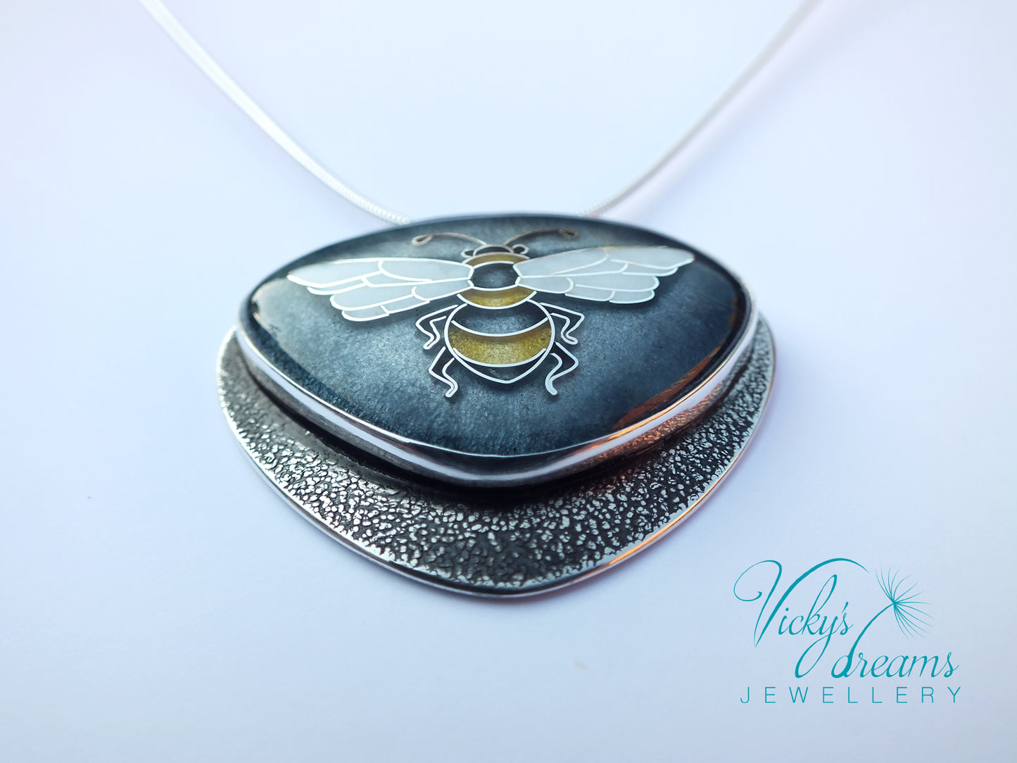 honeybee cloisonne enamel pendant