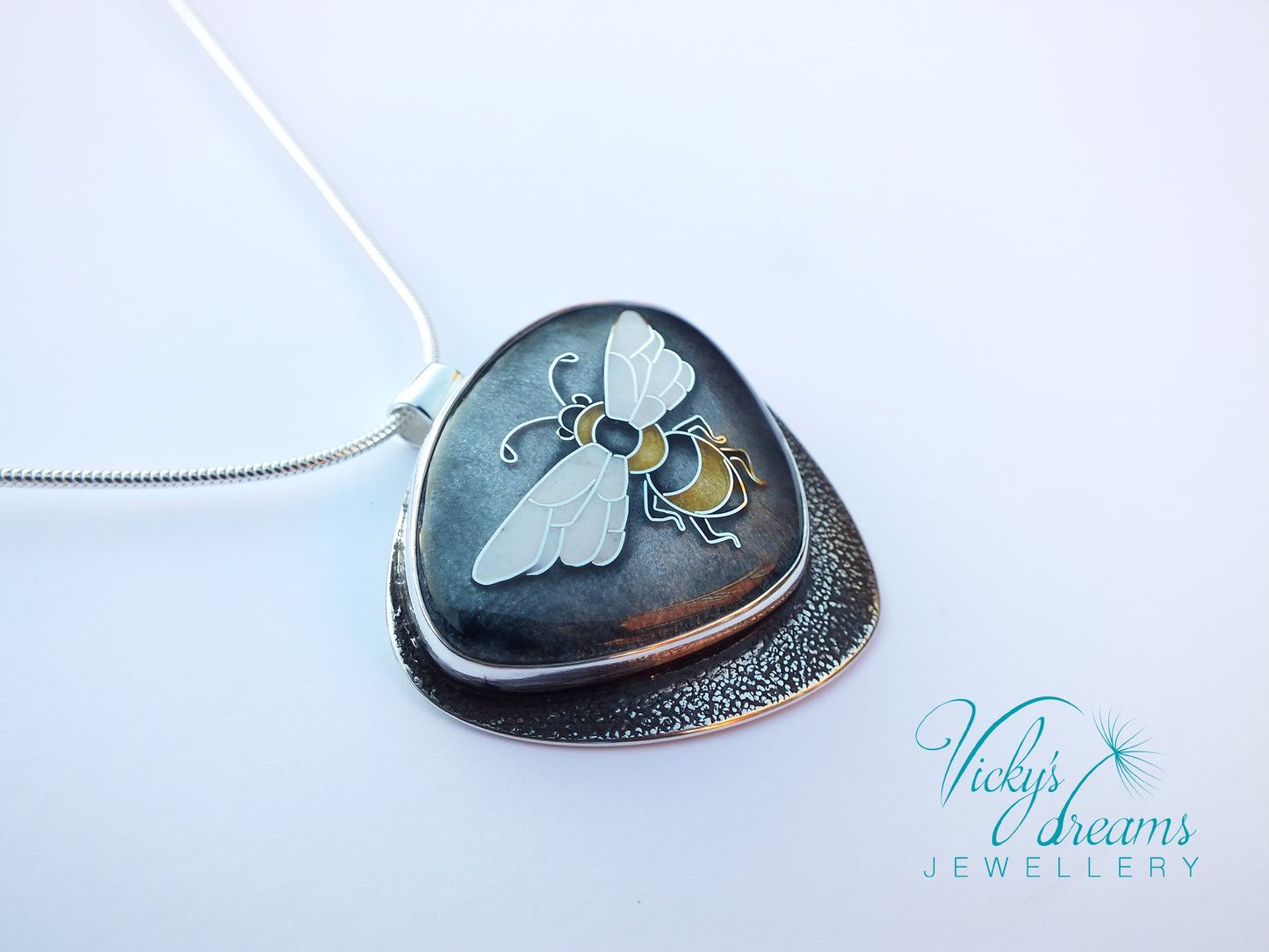 honeybee cloisonne enamel pendant