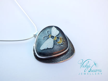 honeybee cloisonne enamel pendant