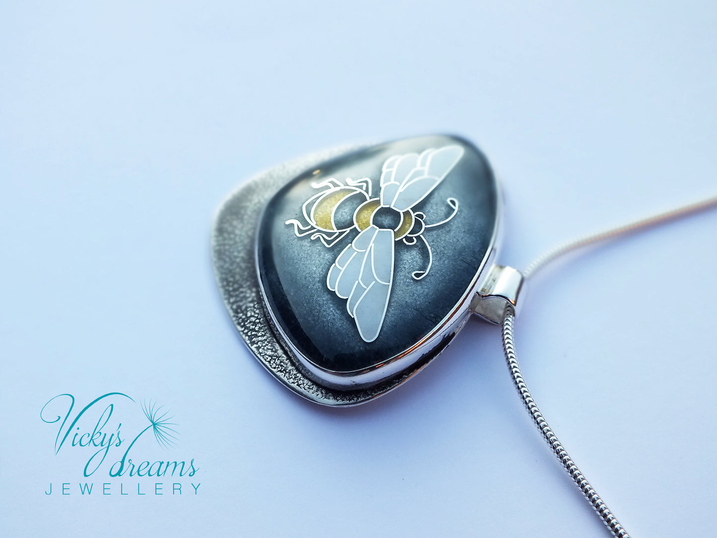 honeybee cloisonne enamel pendant