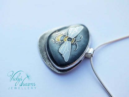 honeybee cloisonne enamel pendant