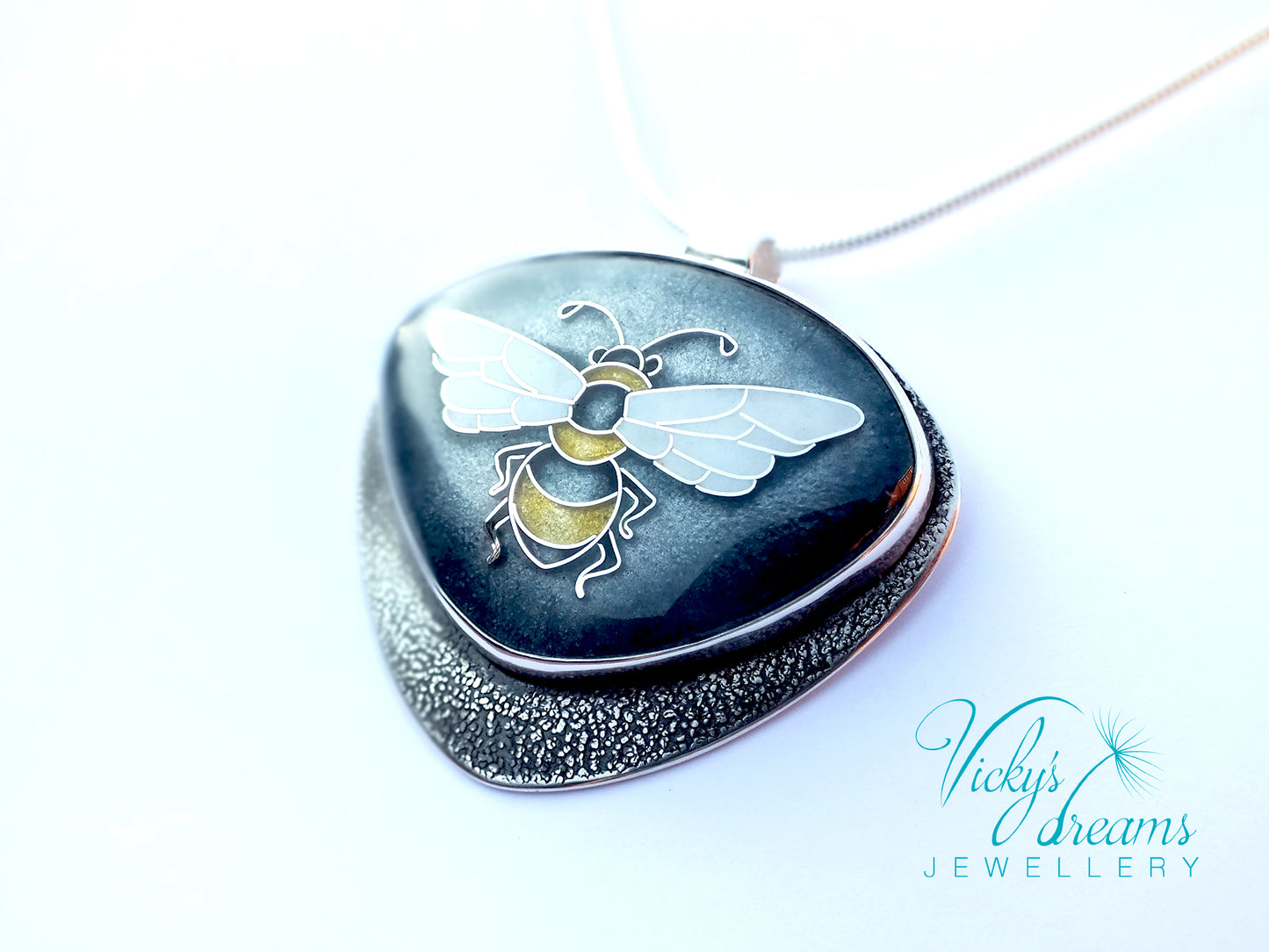 honeybee cloisonne enamel pendant