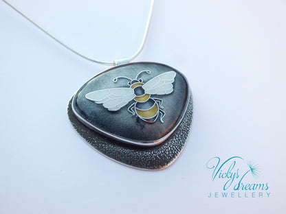 honeybee cloisonne enamel pendant