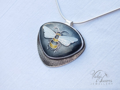 honeybee cloisonne enamel pendant
