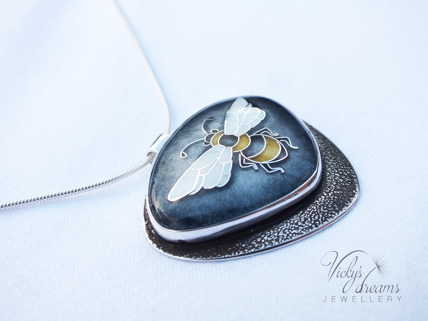 honeybee cloisonne enamel pendant