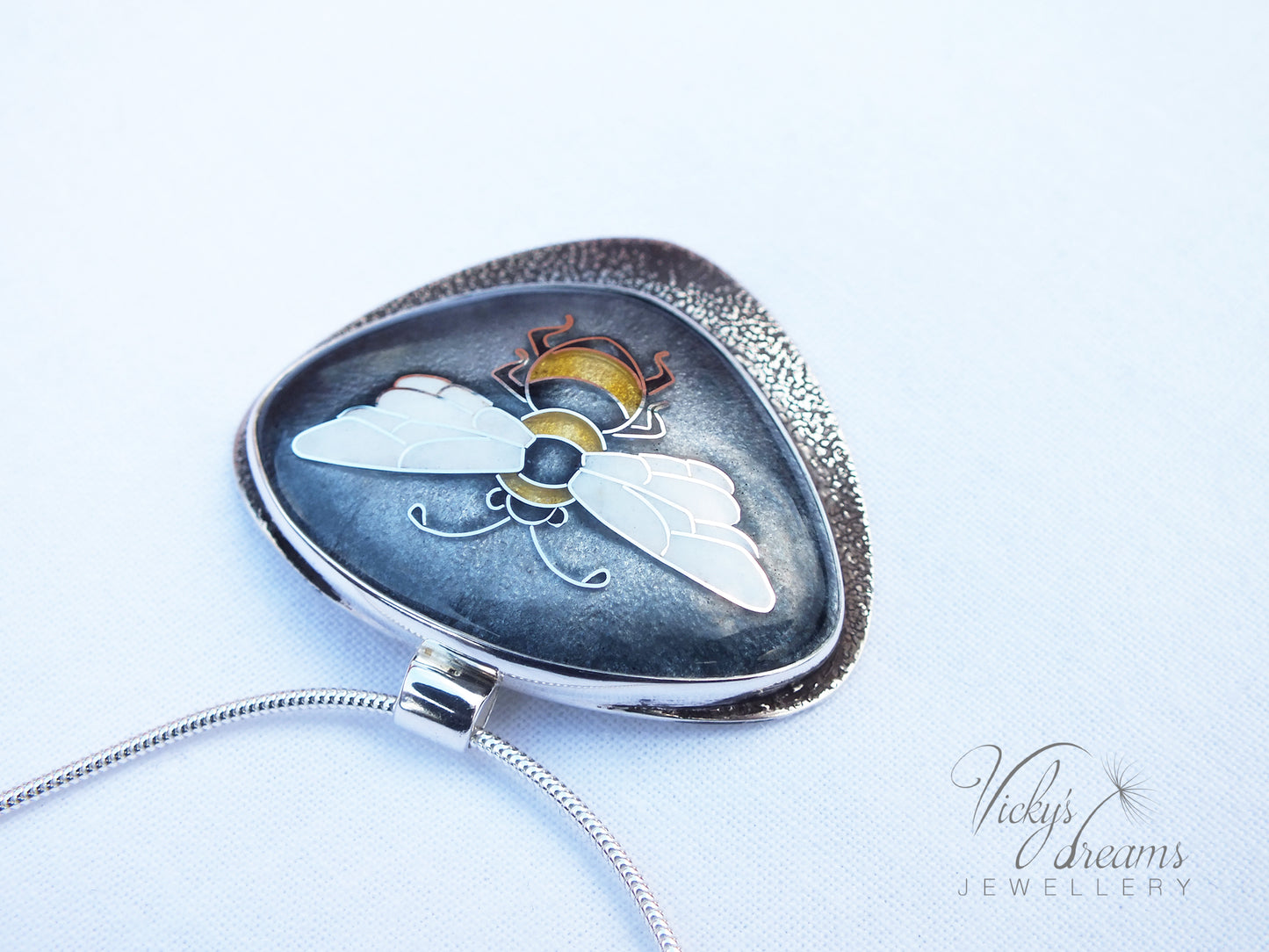honeybee cloisonne enamel pendant