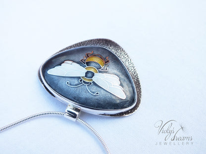 honeybee cloisonne enamel pendant
