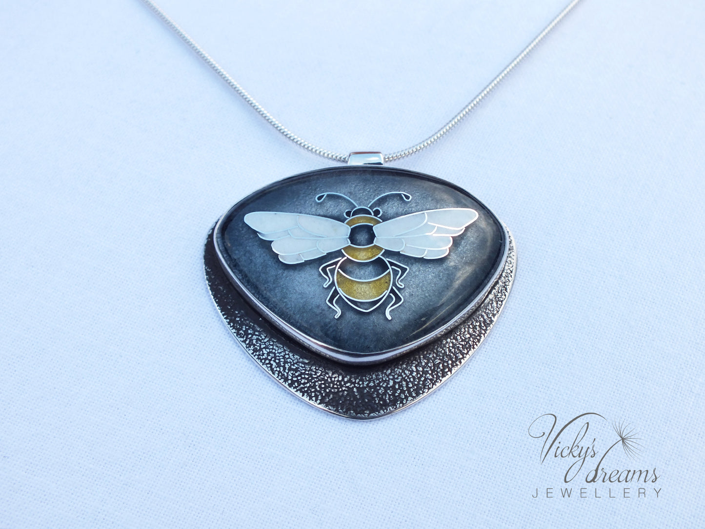 honeybee cloisonne enamel pendant