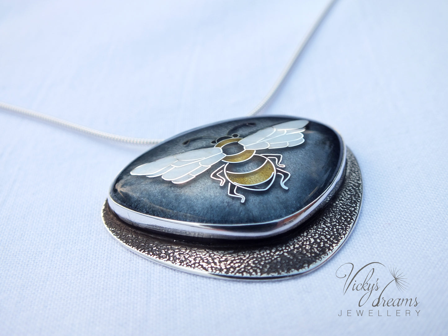 honeybee cloisonne enamel pendant