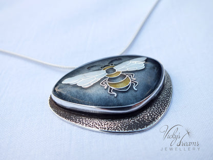 honeybee cloisonne enamel pendant