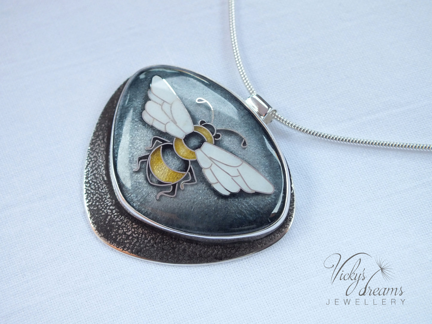 honeybee cloisonne enamel pendant