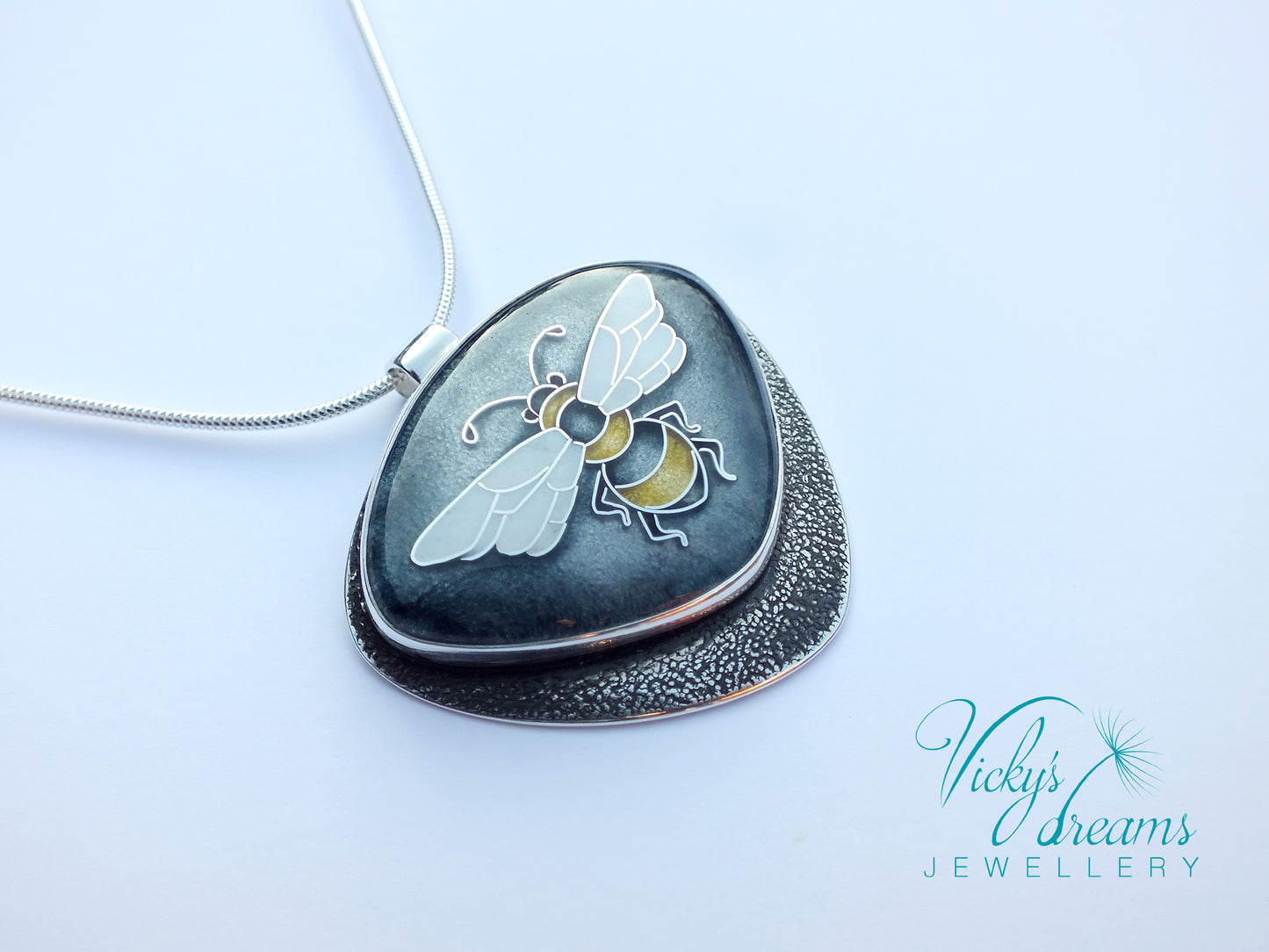 honeybee cloisonne enamel pendant