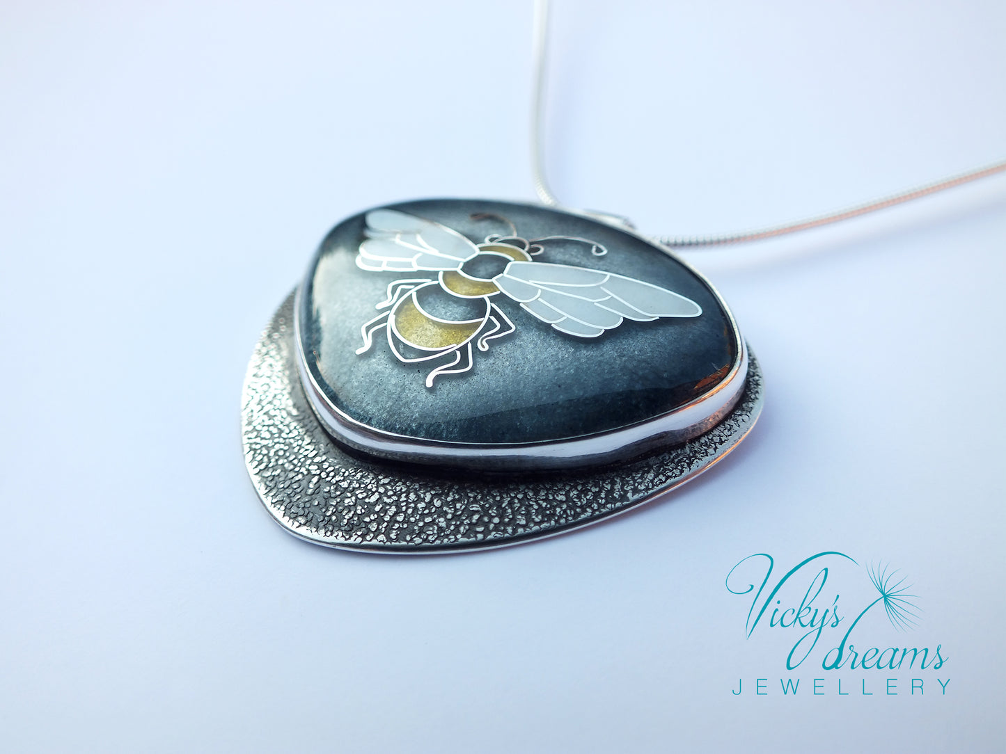 honeybee cloisonne enamel pendant