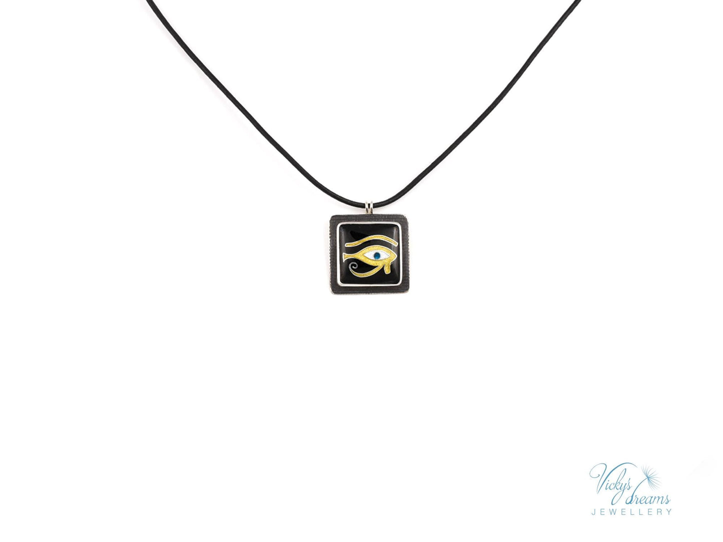 Unique Egyptian Cloisonne Enamel Sterling Silver Pendant Necklace