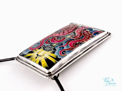 Handmade Cloisonné Enamel Lighthouse Pendant: Sterling Silver Octopus Necklace