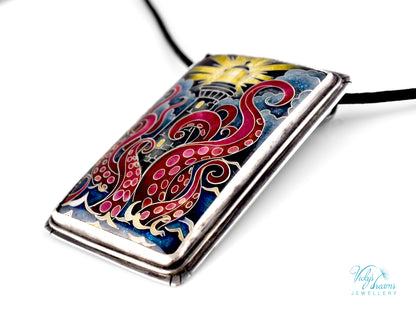 Handmade Cloisonné Enamel Lighthouse Pendant: Sterling Silver Octopus Necklace