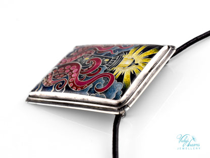 Handmade Cloisonné Enamel Lighthouse Pendant: Sterling Silver Octopus Necklace