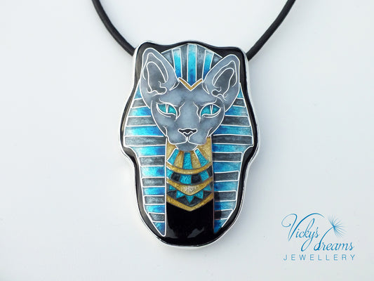 Sphynx cat - Cloisonné enamel necklace