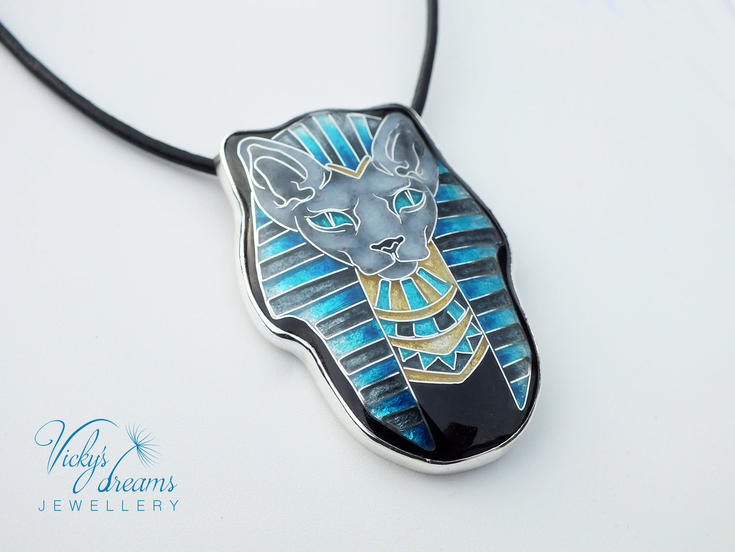 Sphynx cat - Cloisonné enamel necklace