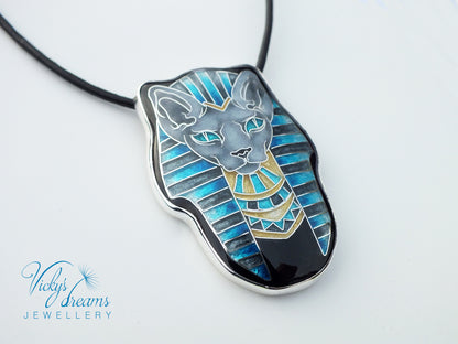Sphynx cat - Cloisonné enamel necklace