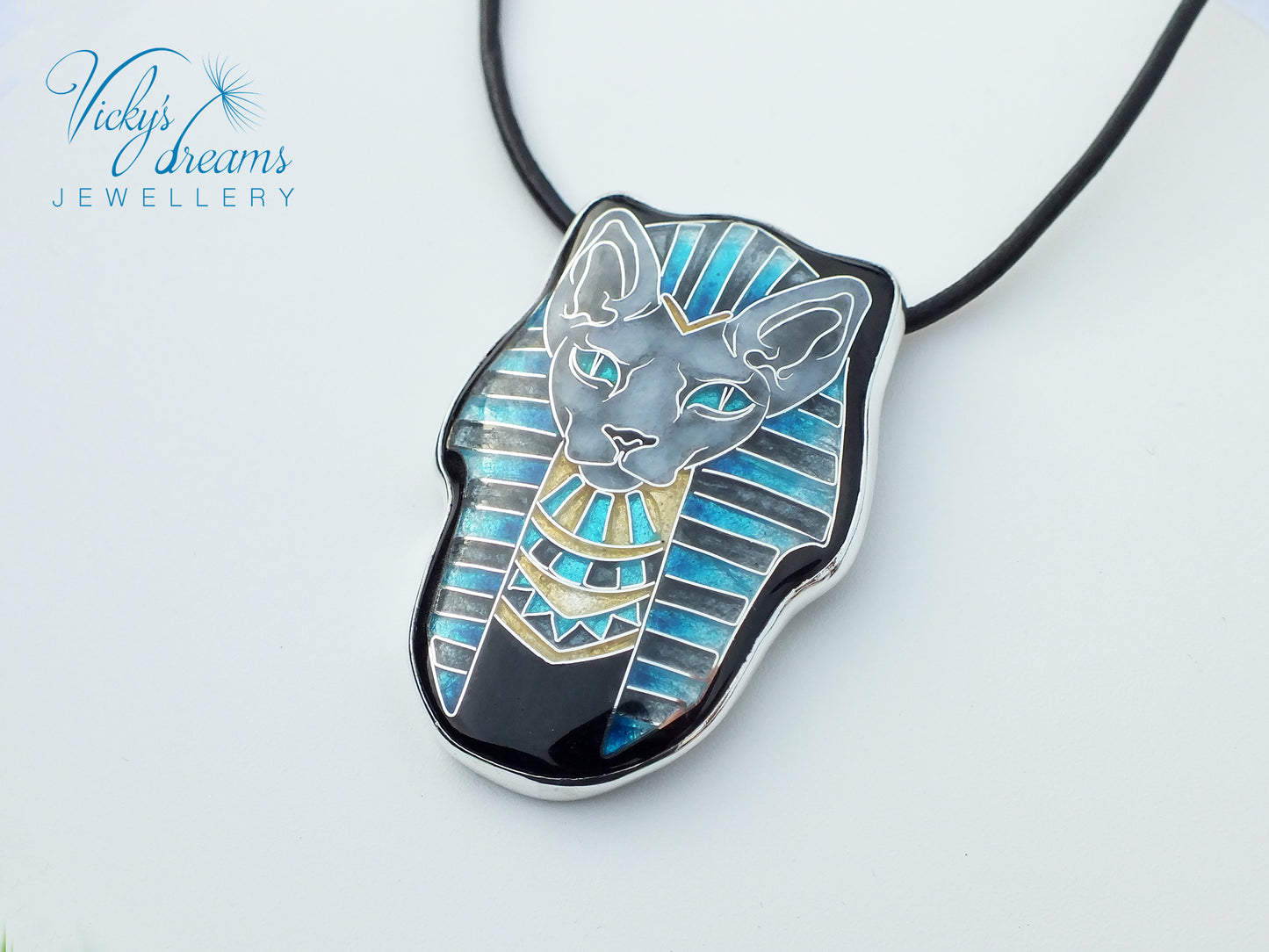 Sphynx cat - Cloisonné enamel necklace