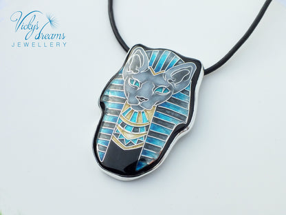 Sphynx cat - Cloisonné enamel necklace