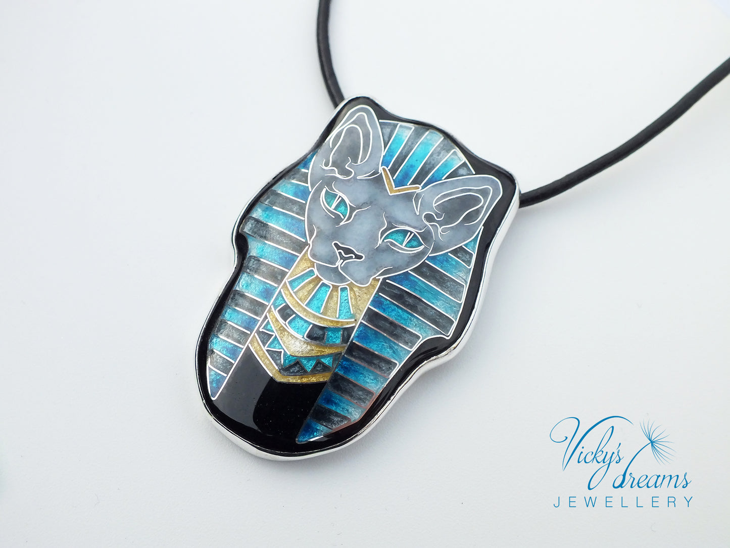 Sphynx cat - Cloisonné enamel necklace