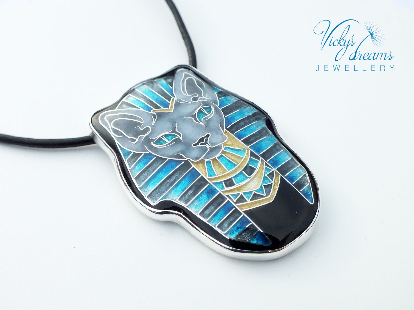 Sphynx cat - Cloisonné enamel necklace