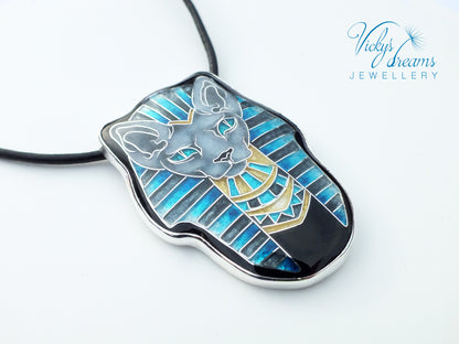 Sphynx cat - Cloisonné enamel necklace