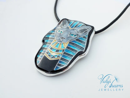 Sphynx cat - Cloisonné enamel necklace