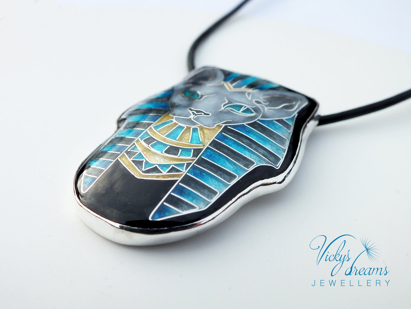 Sphynx cat - Cloisonné enamel necklace