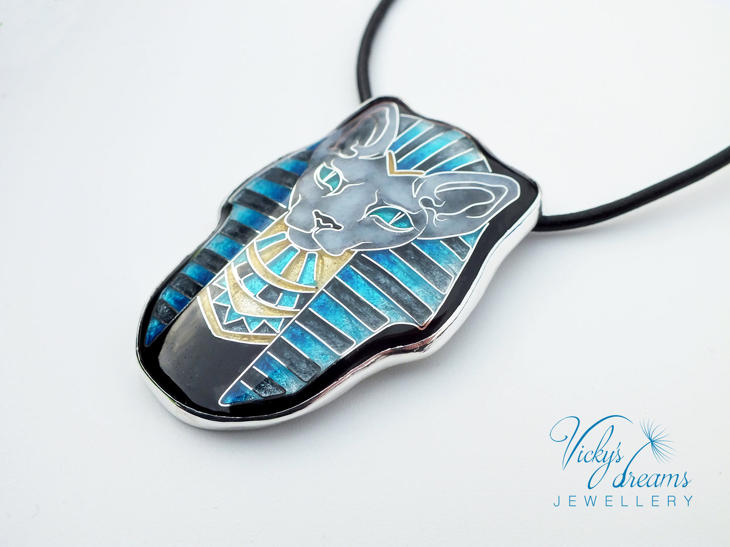 Sphynx cat - Cloisonné enamel necklace